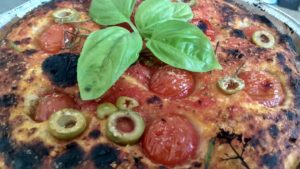 Dough Potato Focaccia with tomatoes and olives